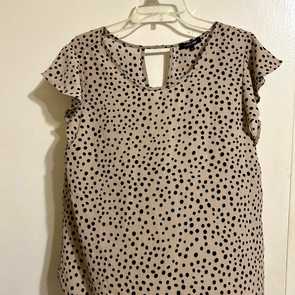 Polka Dot Flutter Sleeve Top